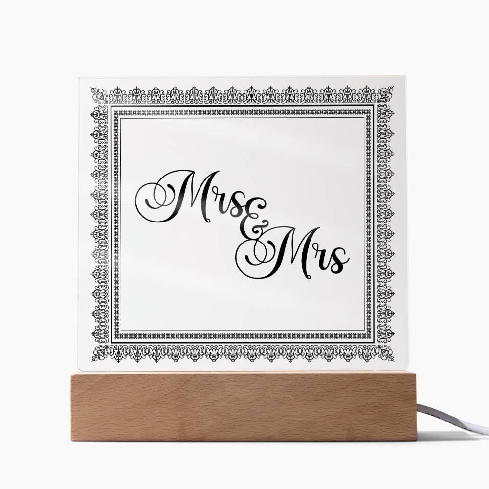 Mrs & Mrs (Black) - Square Acrylic Plaque
