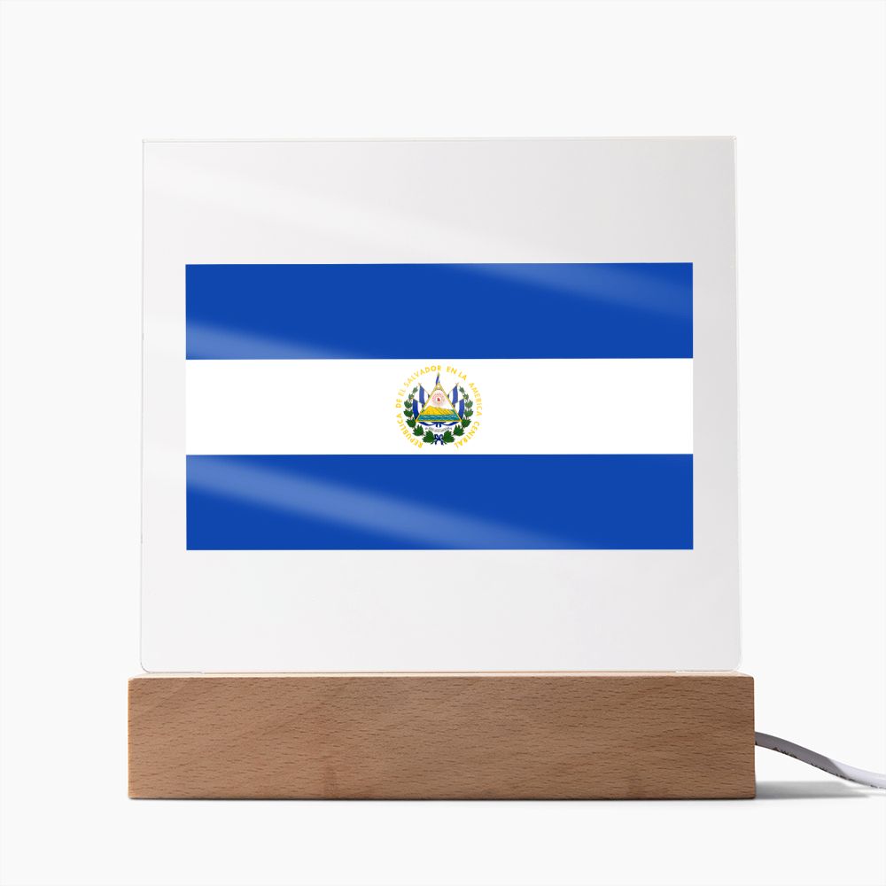 Salvadoran Flag - Square Acrylic Plaque