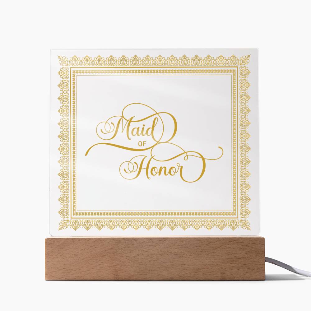 Maid of Honor (Gold) - Square Acrylic Plaque