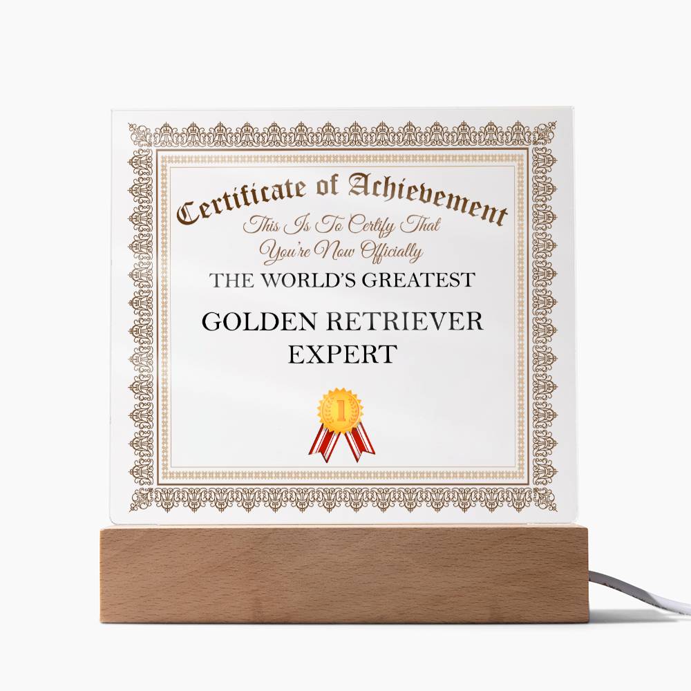 World's Greatest Golden Retriever Expert - Square Acrylic Plaque