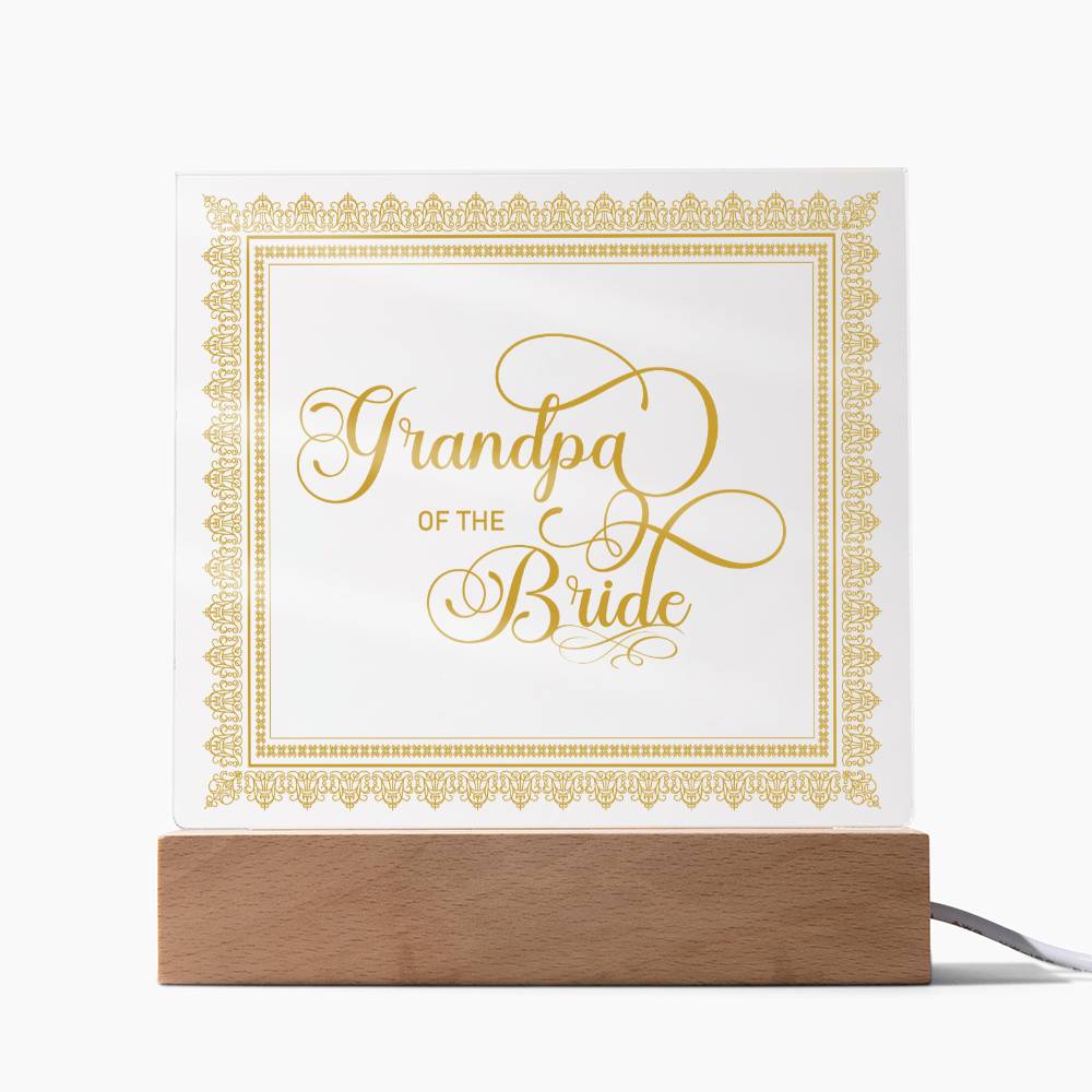 Grandpa of the Bride (Gold) - Square Acrylic Plaque