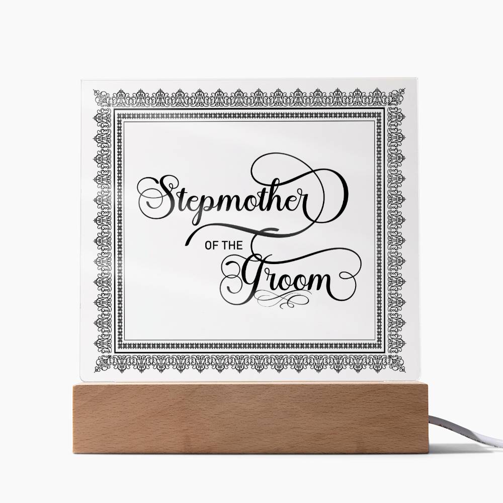 Stepmother of the Groom (Black) - Square Acrylic Plaque