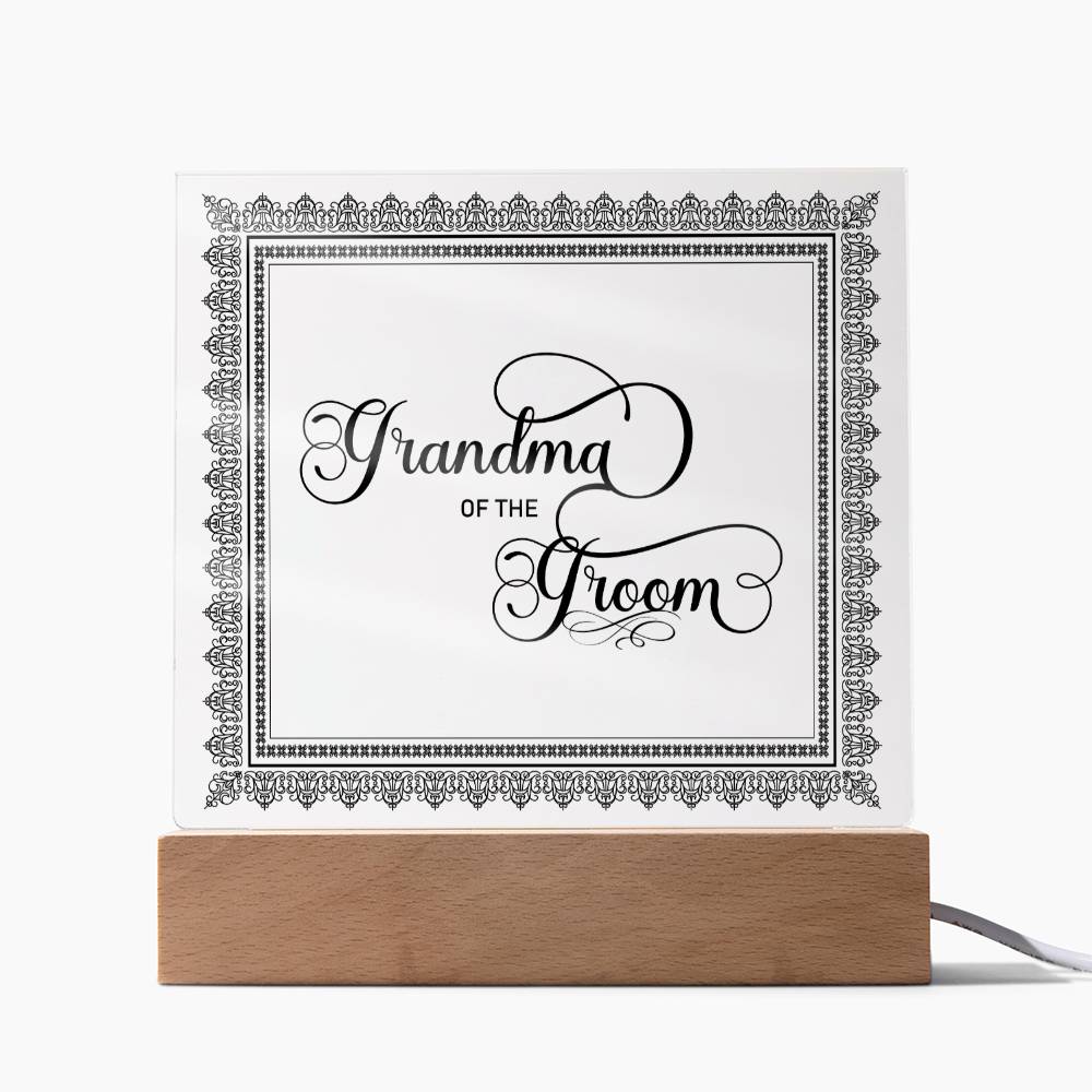 Grandma of the Groom (Black) - Square Acrylic Plaque