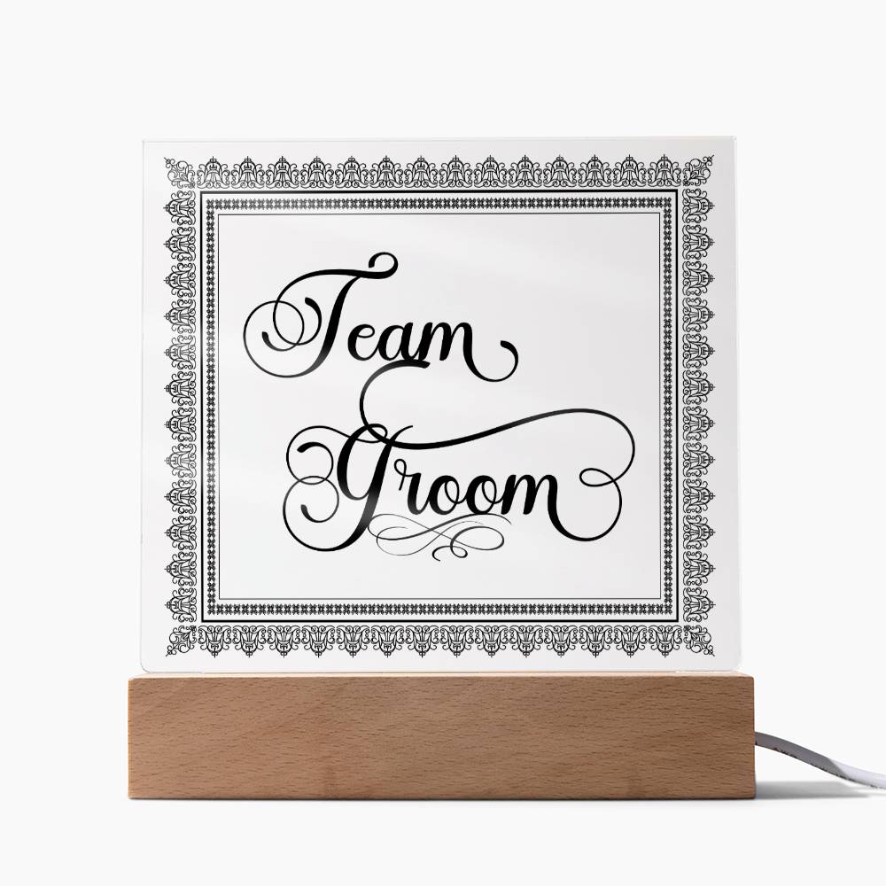 Team Groom (Black) - Square Acrylic Plaque
