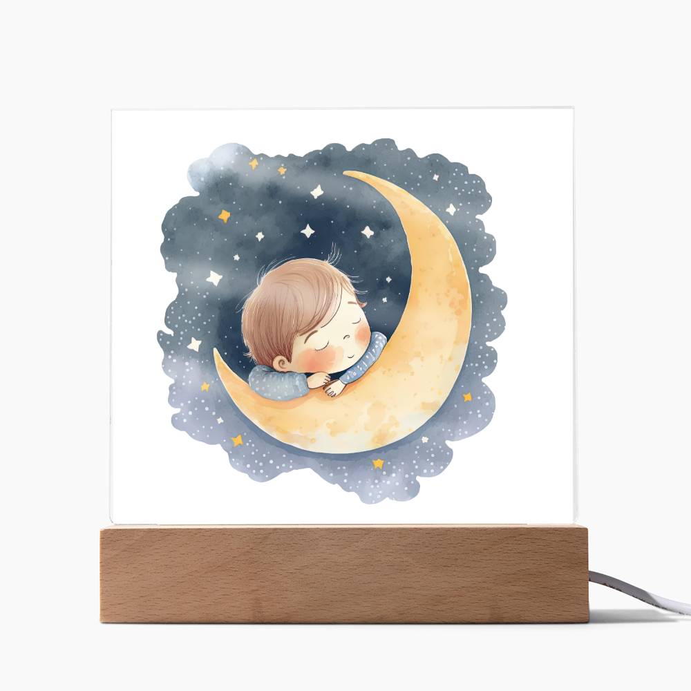 Sweet Dreams Baby Boy (Watercolor) 04 - LED Night Light Square Acrylic Plaque