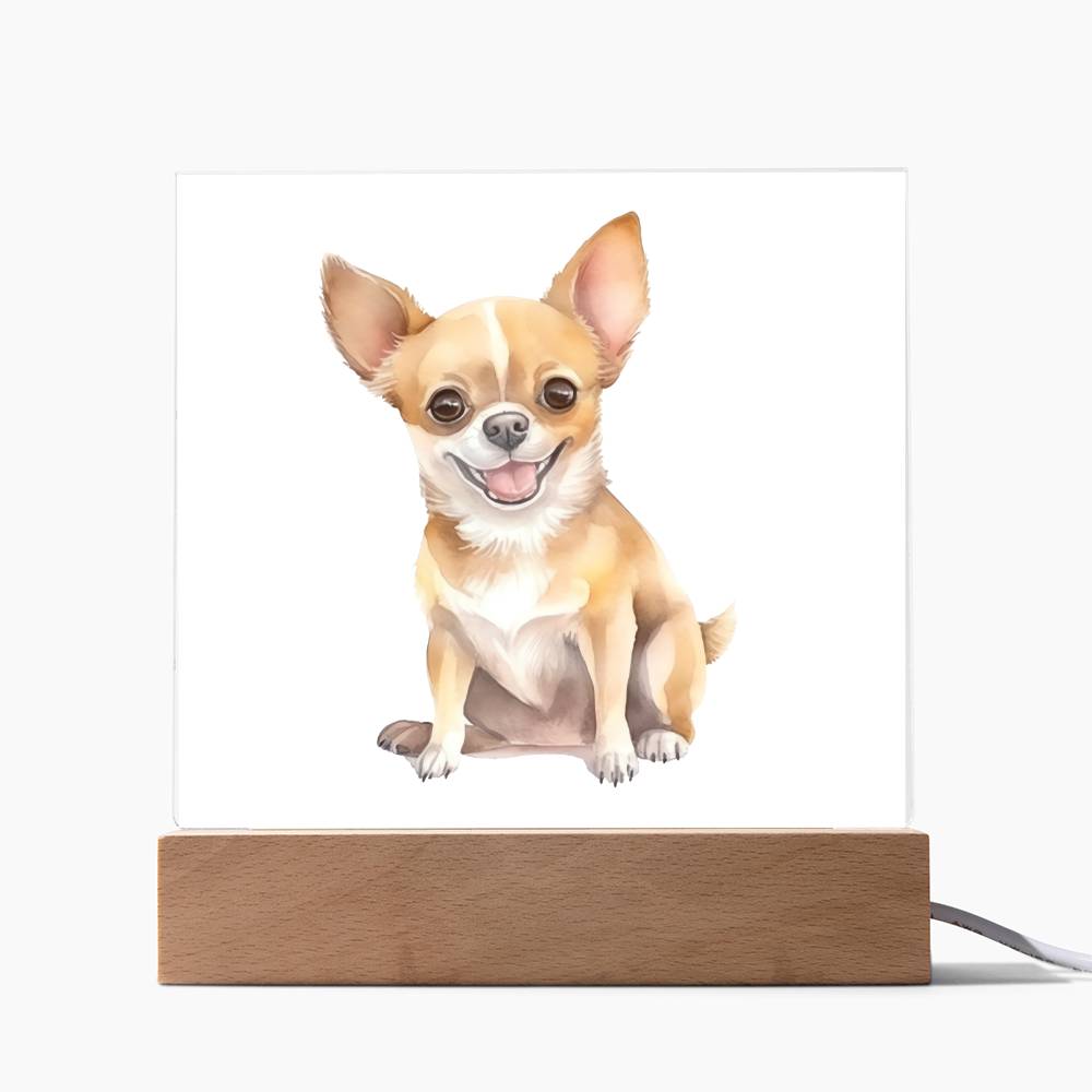 Chihuahua (Watercolor) 05 - Square Acrylic Plaque
