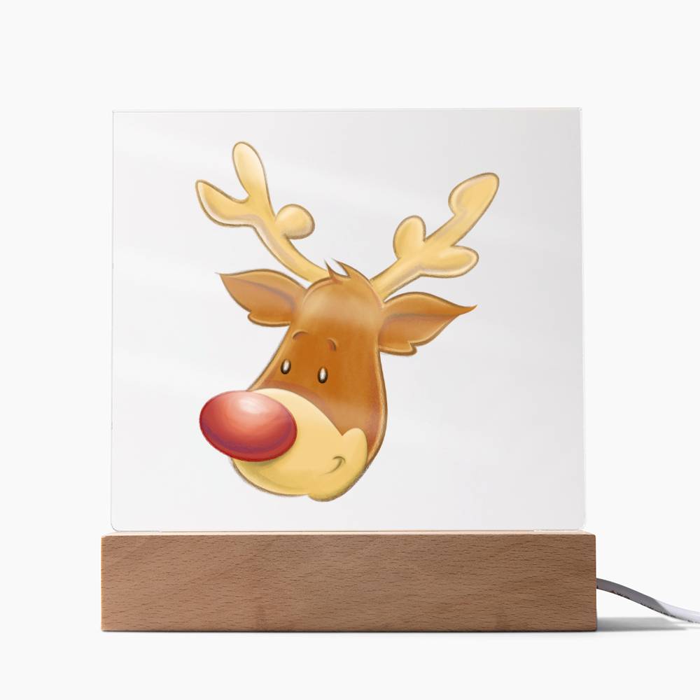 The Christmas Reindeer - LED Night Light Square Acrylic Plaque