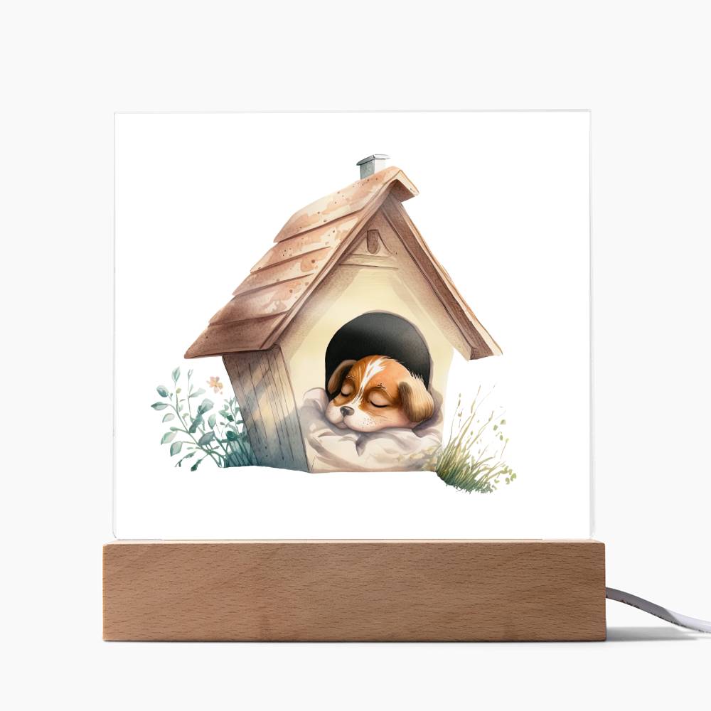 Dog Sleeping (Watercolor) 05 - Square Acrylic Plaque