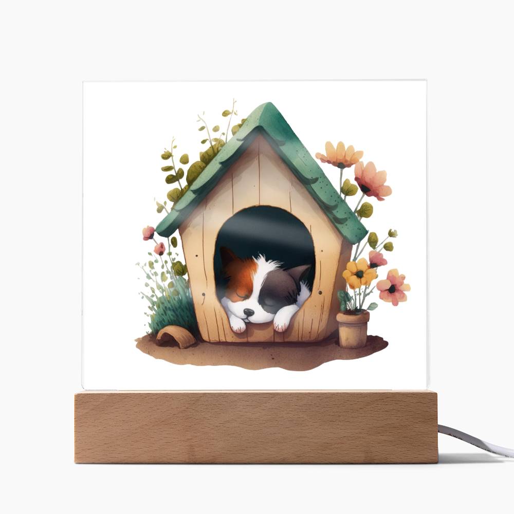 Dog Sleeping (Watercolor) 04 - Square Acrylic Plaque