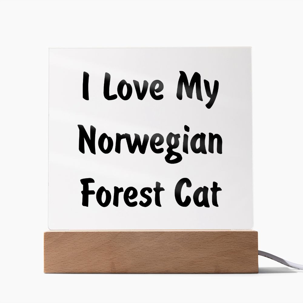 Love My Norwegian Forest Cat - Square Acrylic Plaque