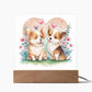 Cute Dogs In Love (Watercolor) 10 - Square Acrylic Plaque