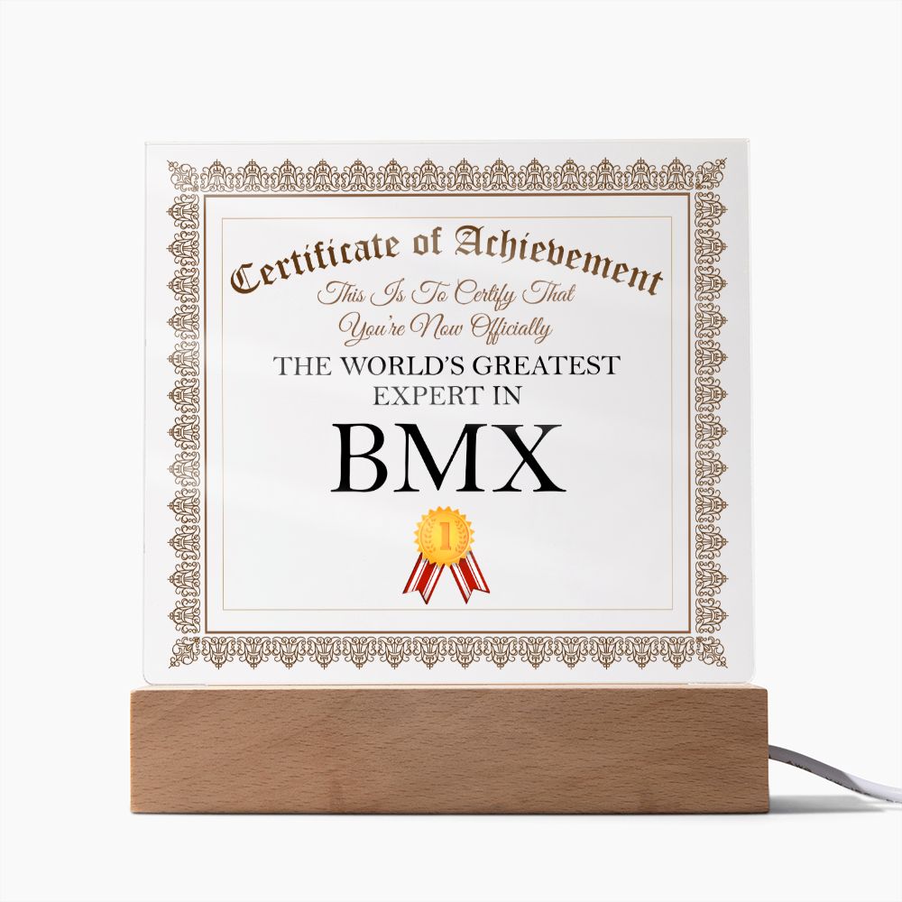 World's Greatest Expert In BMX - Square Acrylic Plaque