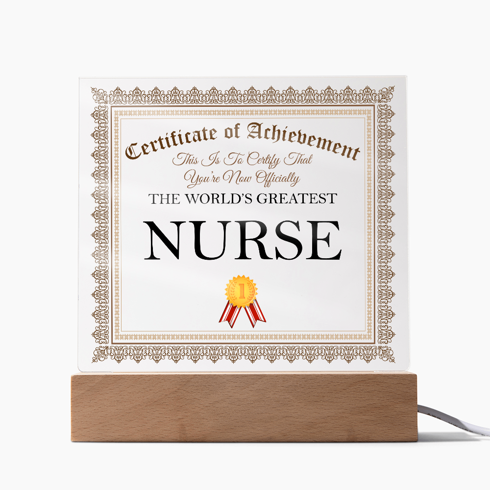 World's Greatest Nurse - Square Acrylic Plaque With LED Lights
