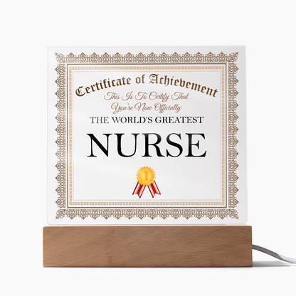 World's Greatest Nurse - Square Acrylic Plaque With LED Lights