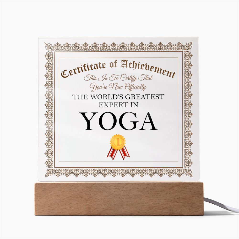 World's Greatest Expert In Yoga - Square Acrylic Plaque