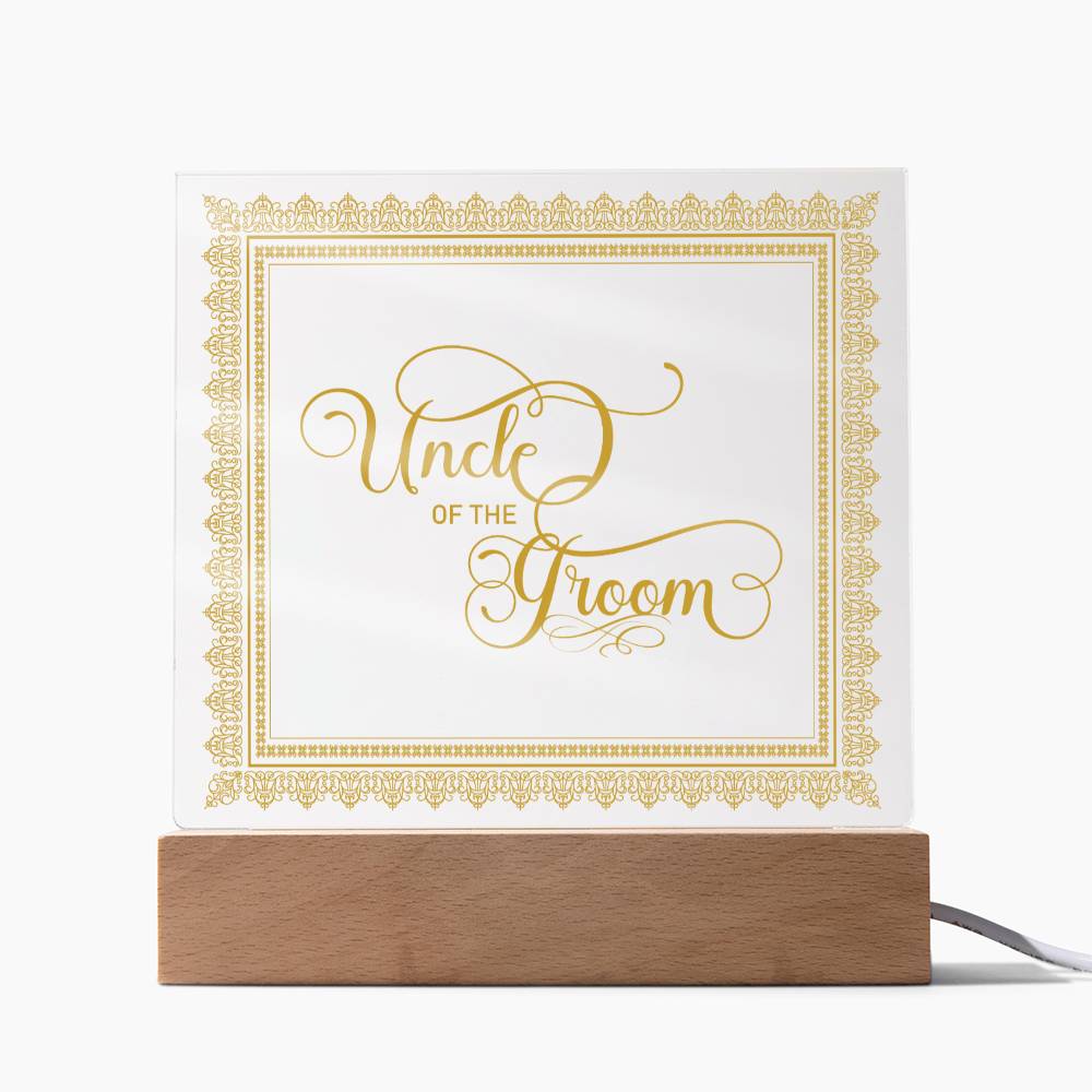 Uncle of the Groom (Gold) - Square Acrylic Plaque