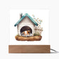 Dog Sleeping (Watercolor) 02 - Square Acrylic Plaque