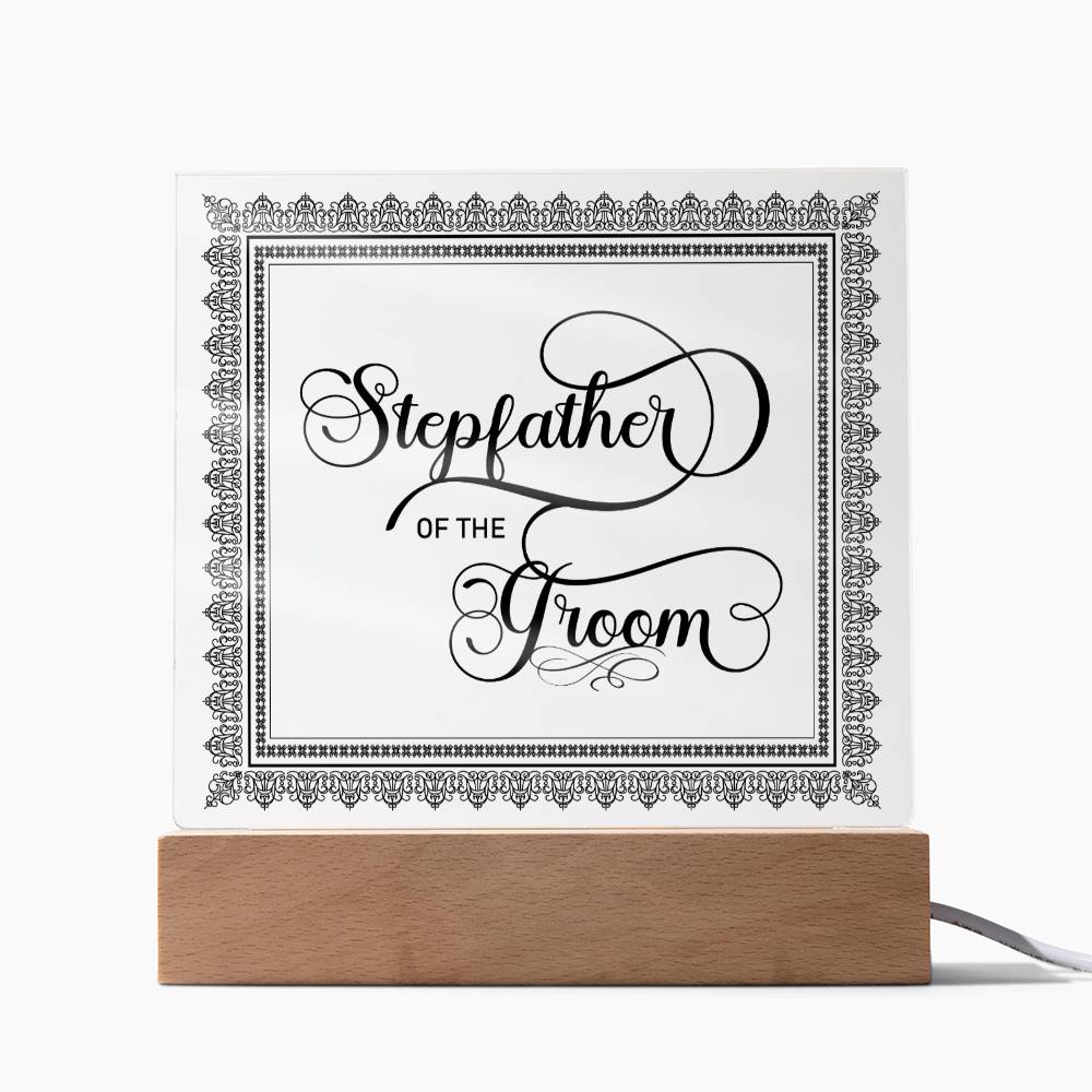 Stepfather of the Groom (Black) - Square Acrylic Plaque