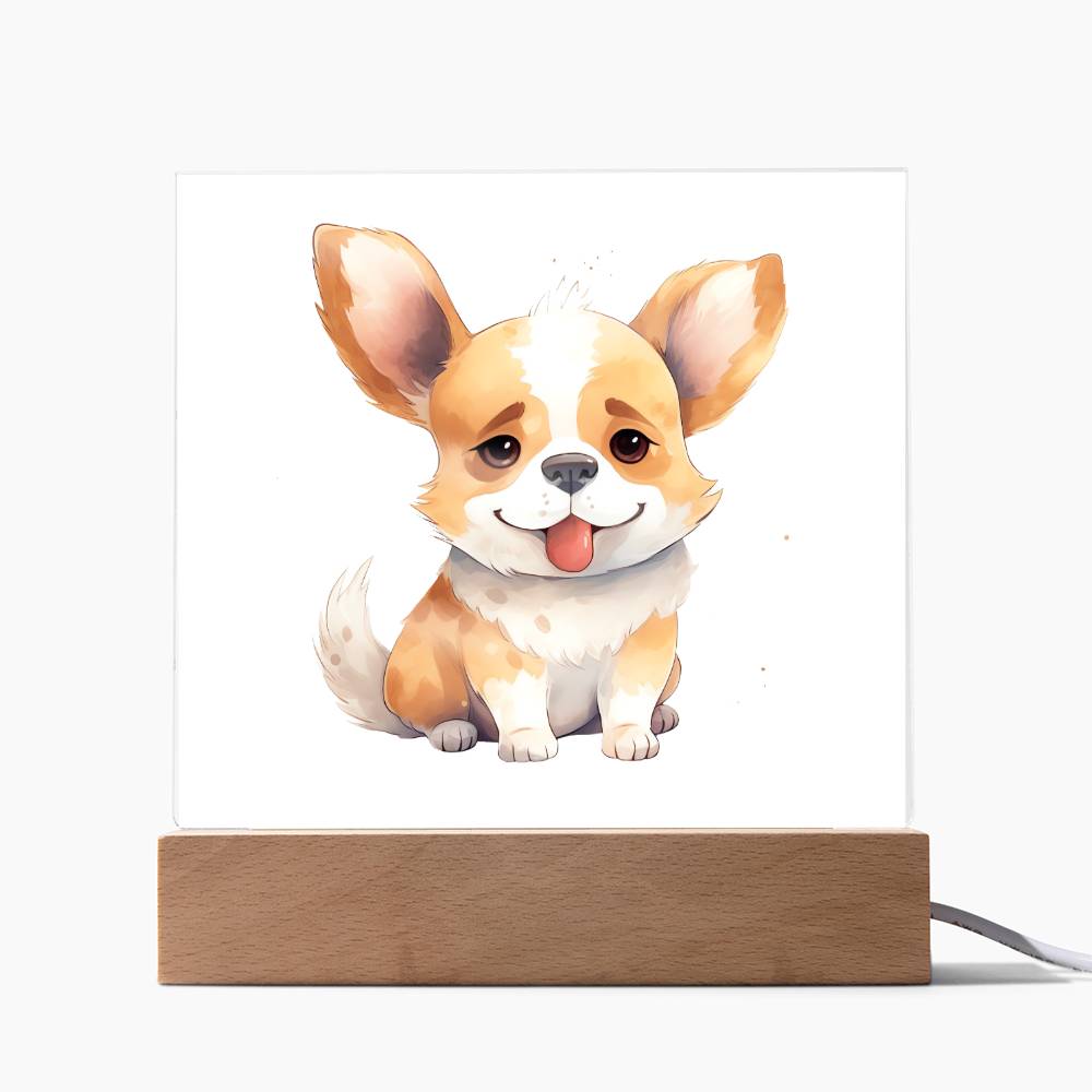 Corgi (Watercolor) 02 - Square Acrylic Plaque