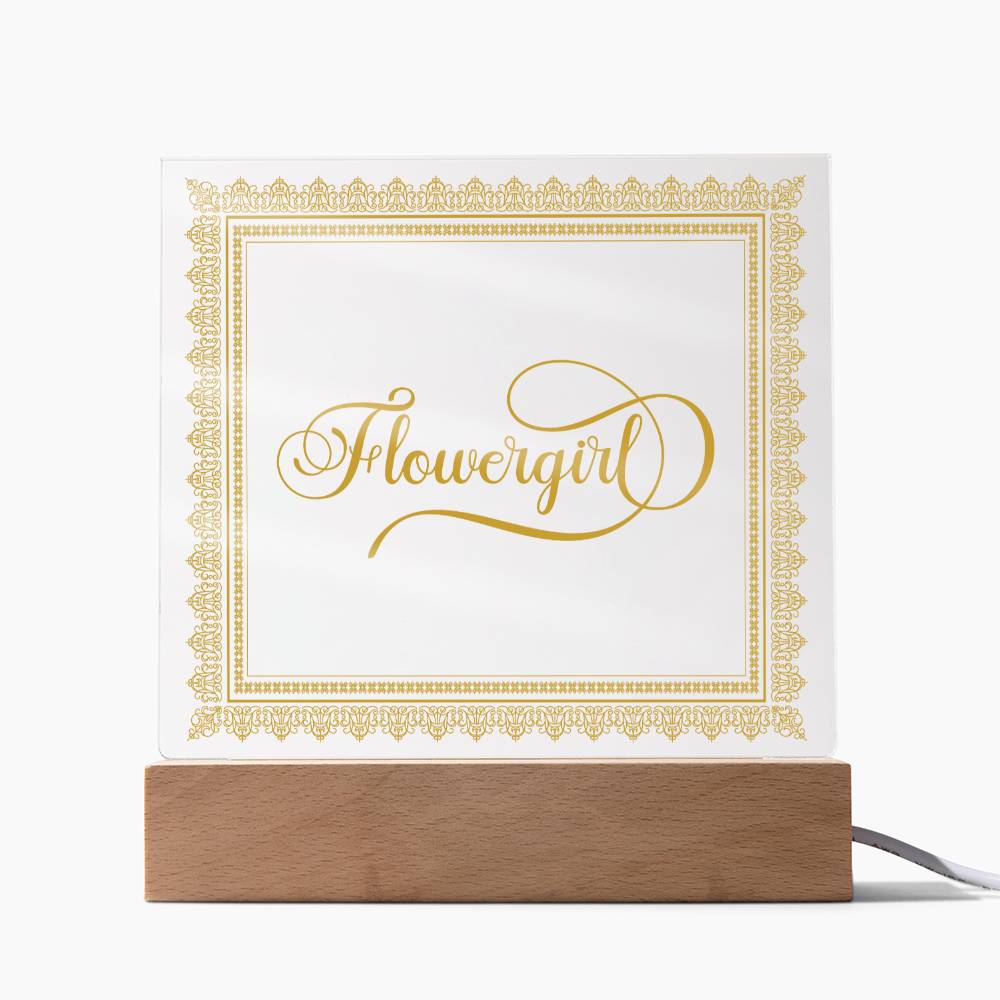 Flowergirl (Gold) - Square Acrylic Plaque