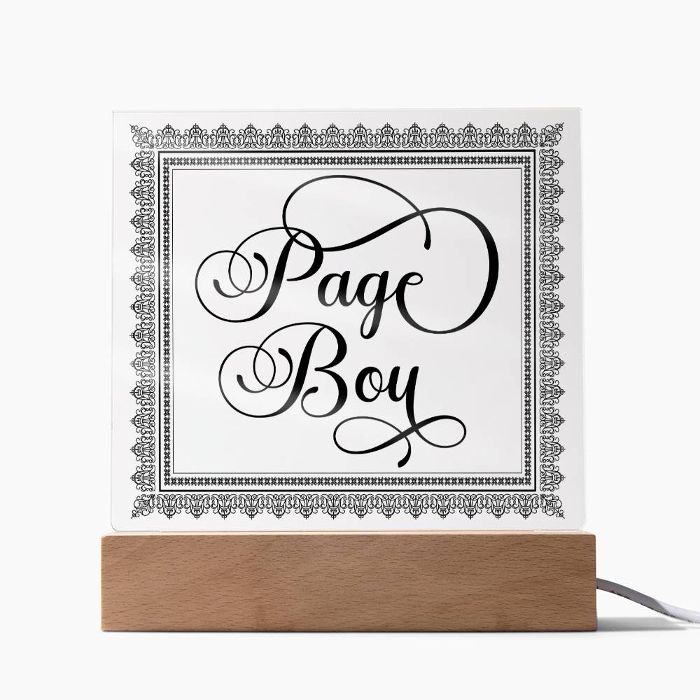Page Boy (Black) - Square Acrylic Plaque