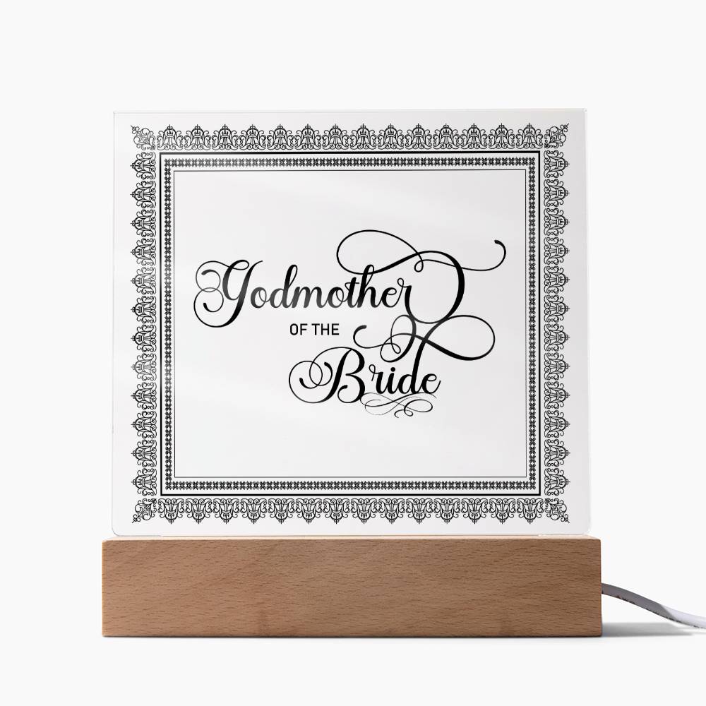 Godmother of the Bride (Black) - Square Acrylic Plaque