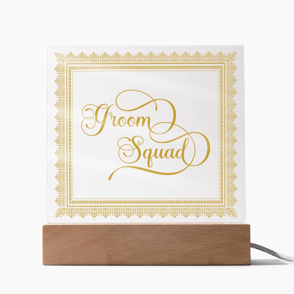 Groom Squad (Gold) - Square Acrylic Plaque