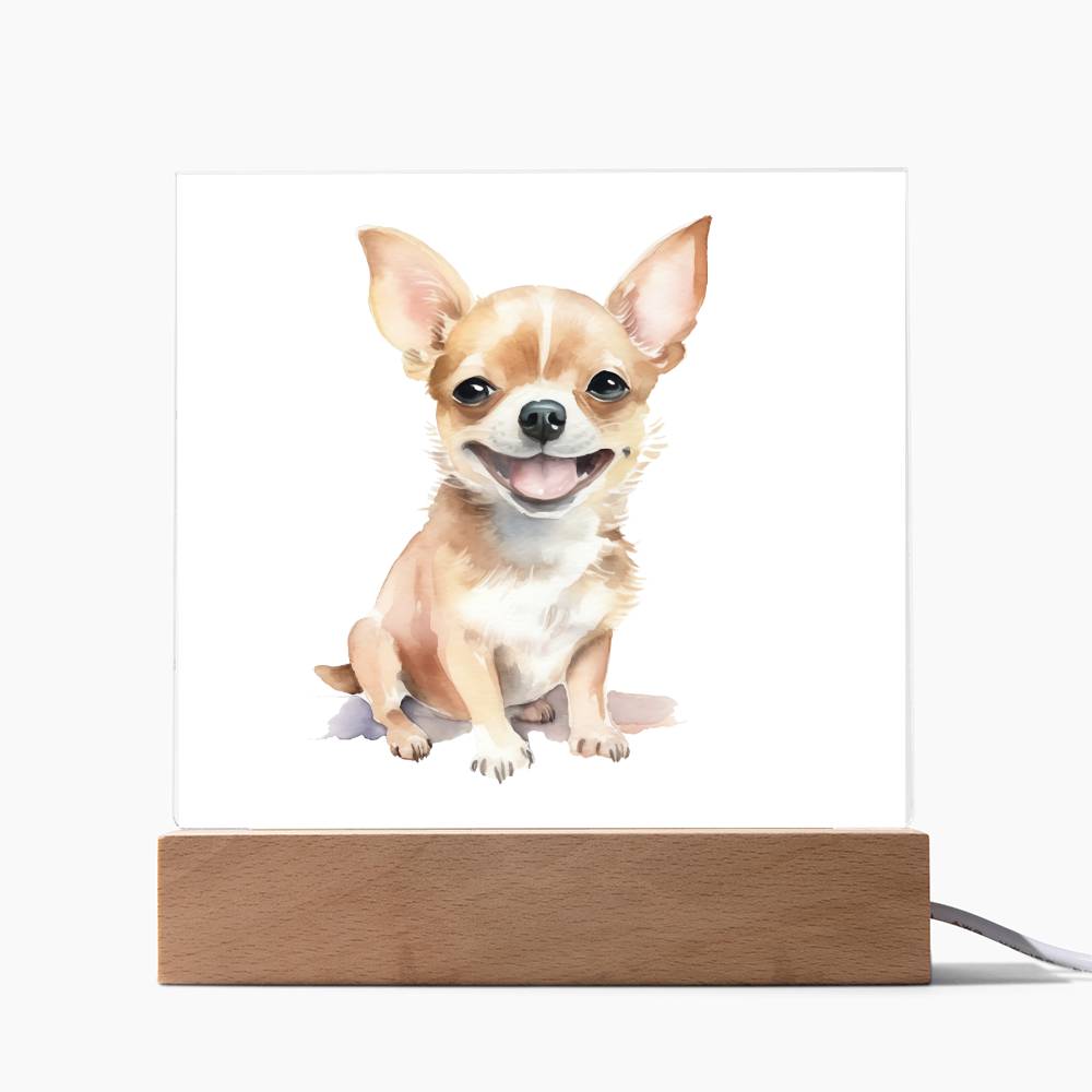 Chihuahua (Watercolor) 01 - Square Acrylic Plaque