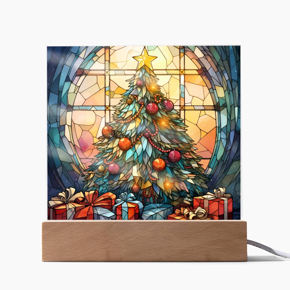 Christmas Stained Glass Design 023 - Square Acrylic Plaque