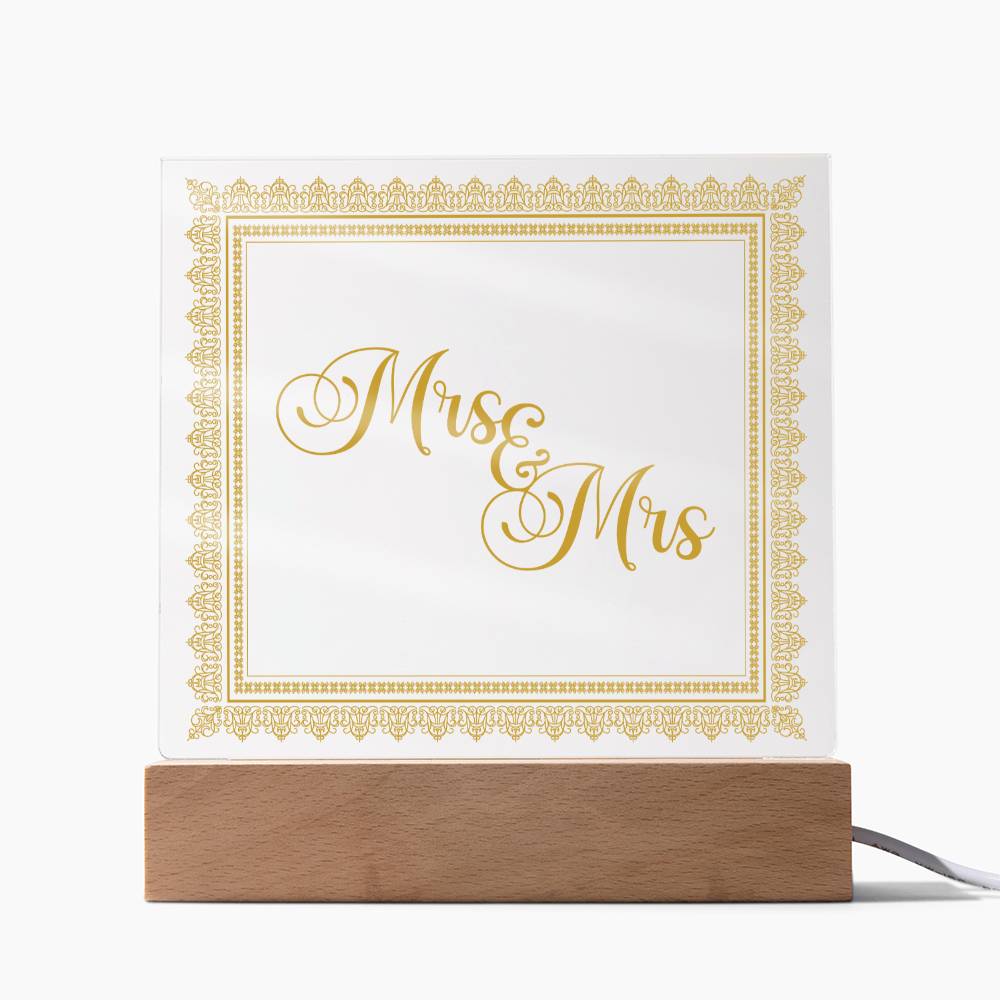 Mrs & Mrs (Gold) - Square Acrylic Plaque