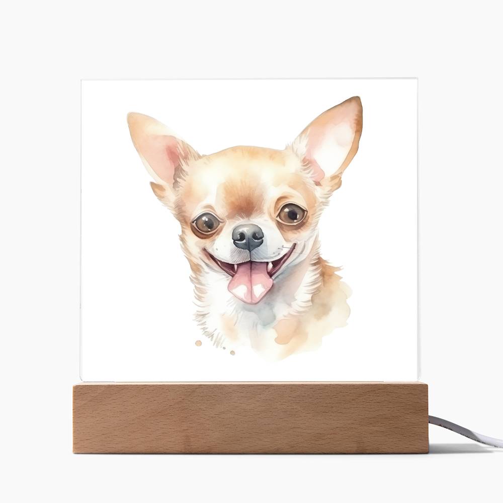 Chihuahua (Watercolor) 03 - Square Acrylic Plaque