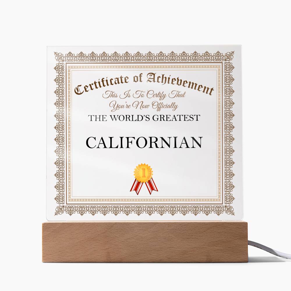 World's Greatest Californian - Square Acrylic Plaque