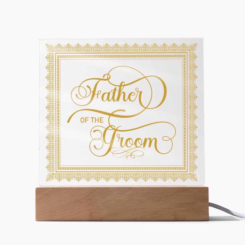 Father of the Groom (Gold) - Square Acrylic Plaque