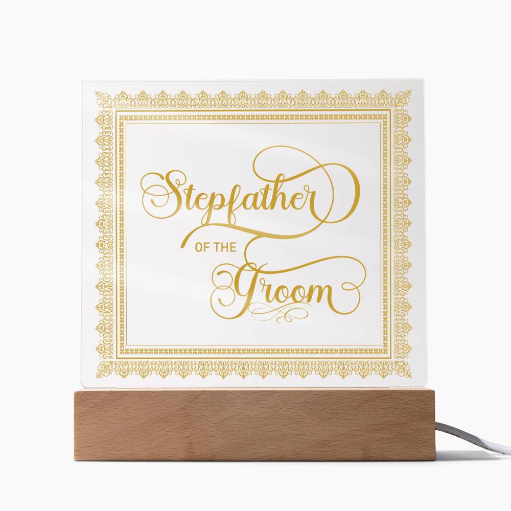 Stepfather of the Groom (Gold) - Square Acrylic Plaque