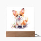 Corgi (Watercolor) 04 - Square Acrylic Plaque