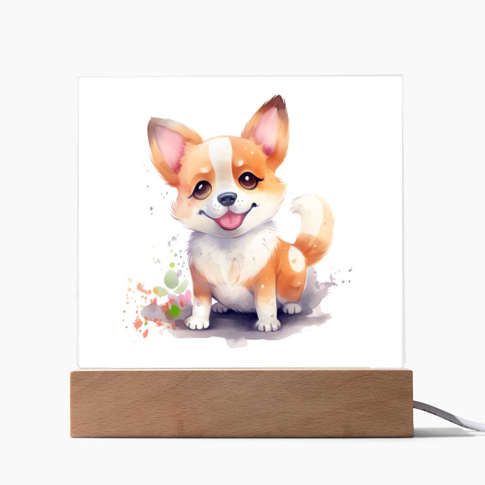 Corgi (Watercolor) 04 - Square Acrylic Plaque