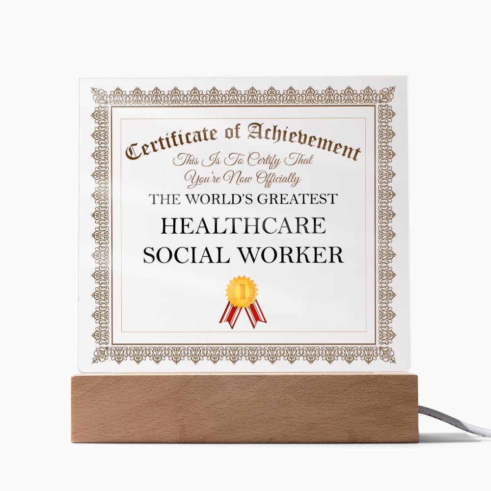 World's Greatest Healthcare Social Worker - Square Acrylic Plaque