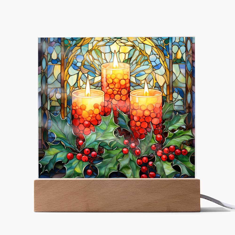 Christmas Stained Glass Design 022 - Square Acrylic Plaque