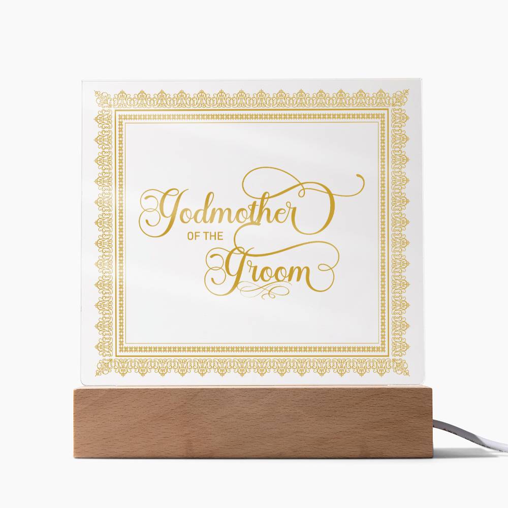 Godmother of the Groom (Gold) - Square Acrylic Plaque