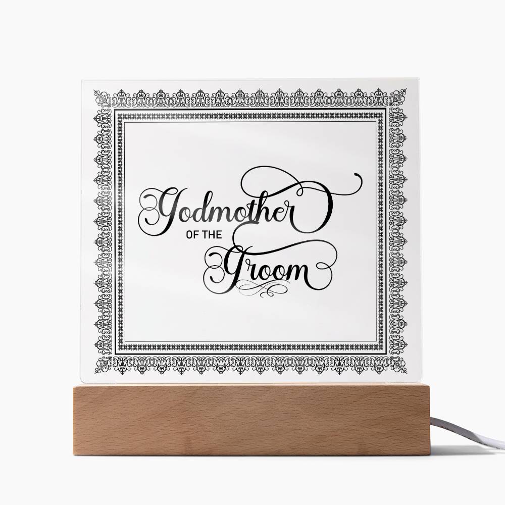 Godmother of the Groom (Black) - Square Acrylic Plaque