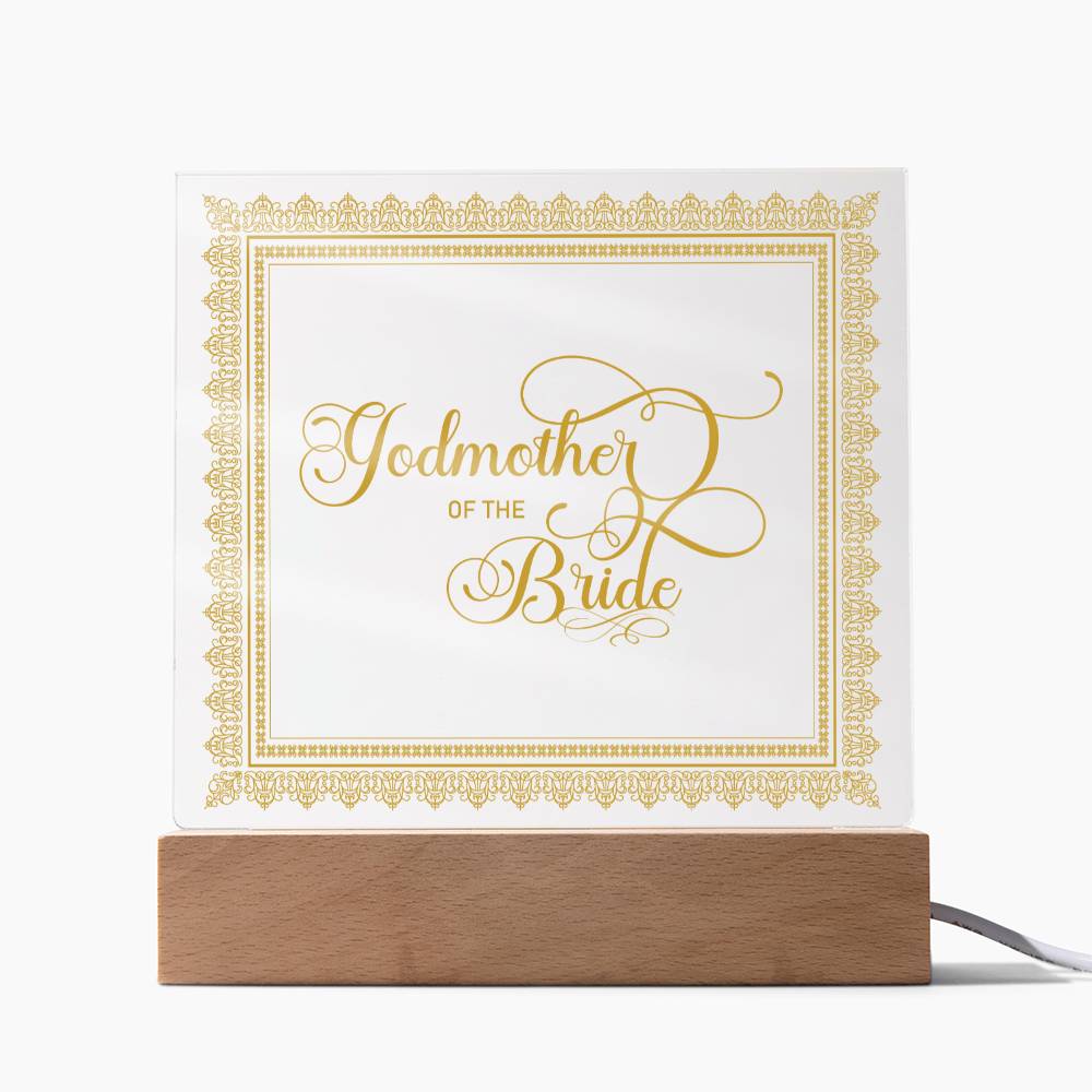 Godmother of the Bride (Gold) - Square Acrylic Plaque