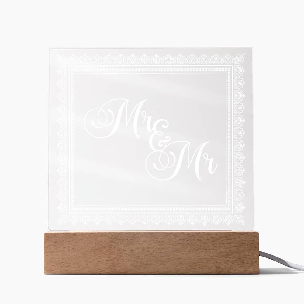 Mr & Mr (White) - Square Acrylic Plaque