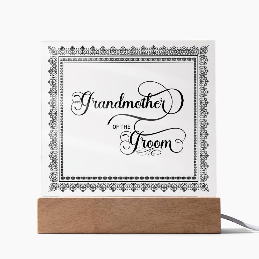 Grandmother of the Groom (Black) - Square Acrylic Plaque