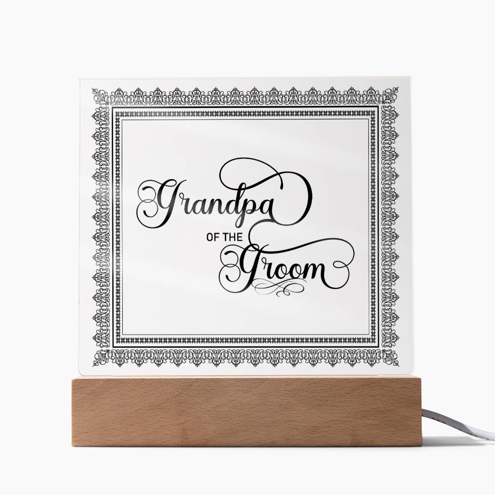 Grandpa of the Groom (Black) - Square Acrylic Plaque