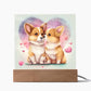 Cute Dogs In Love (Watercolor) 03 - Square Acrylic Plaque