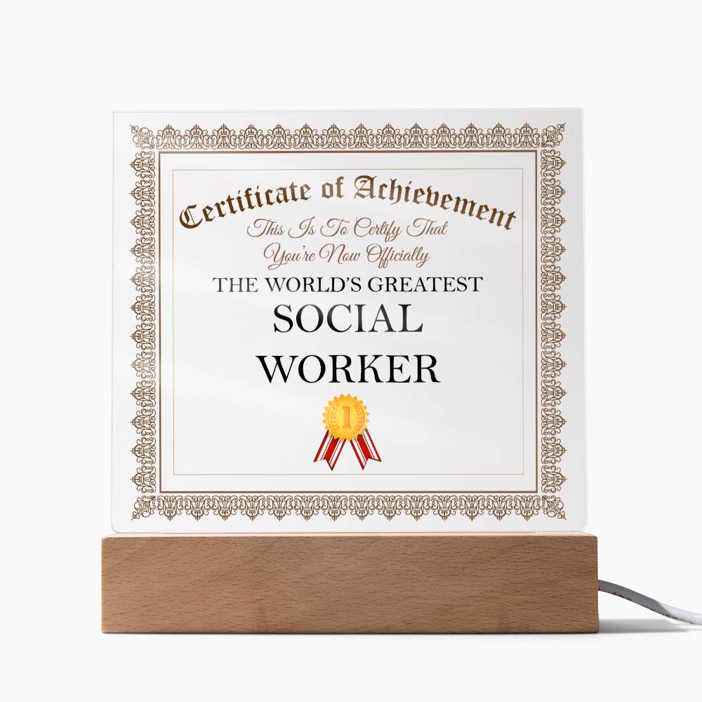 World's Greatest Social Worker - Square Acrylic Plaque