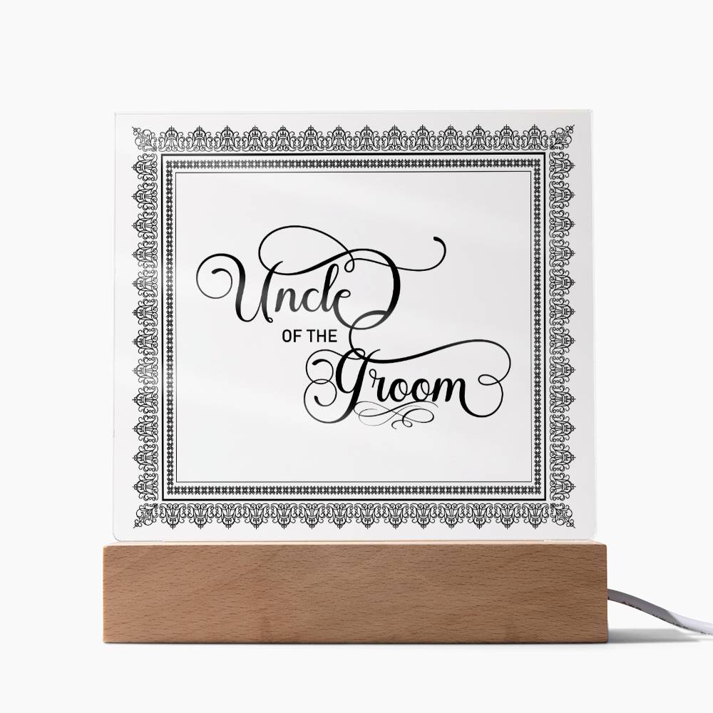 Uncle of the Groom (Black) - Square Acrylic Plaque
