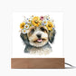 Dog And Spring Flowers (Watercolor) 05 - Square Acrylic Plaque