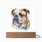 Bulldog (Watercolor) 04 - Square Acrylic Plaque
