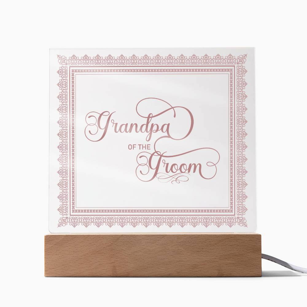 Grandpa of the Groom (Rose) - Square Acrylic Plaque